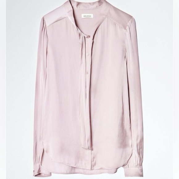 (A11) Zadig & Voltaire Taos Satin Tie Neck Blouse, Purple, Size Large, NWT - Picture 5 of 7